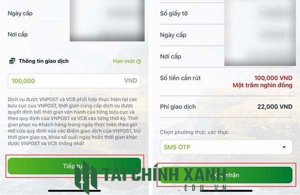 Cách rút tiền mặt trên app Vietcombank tại bưu điện VNPost